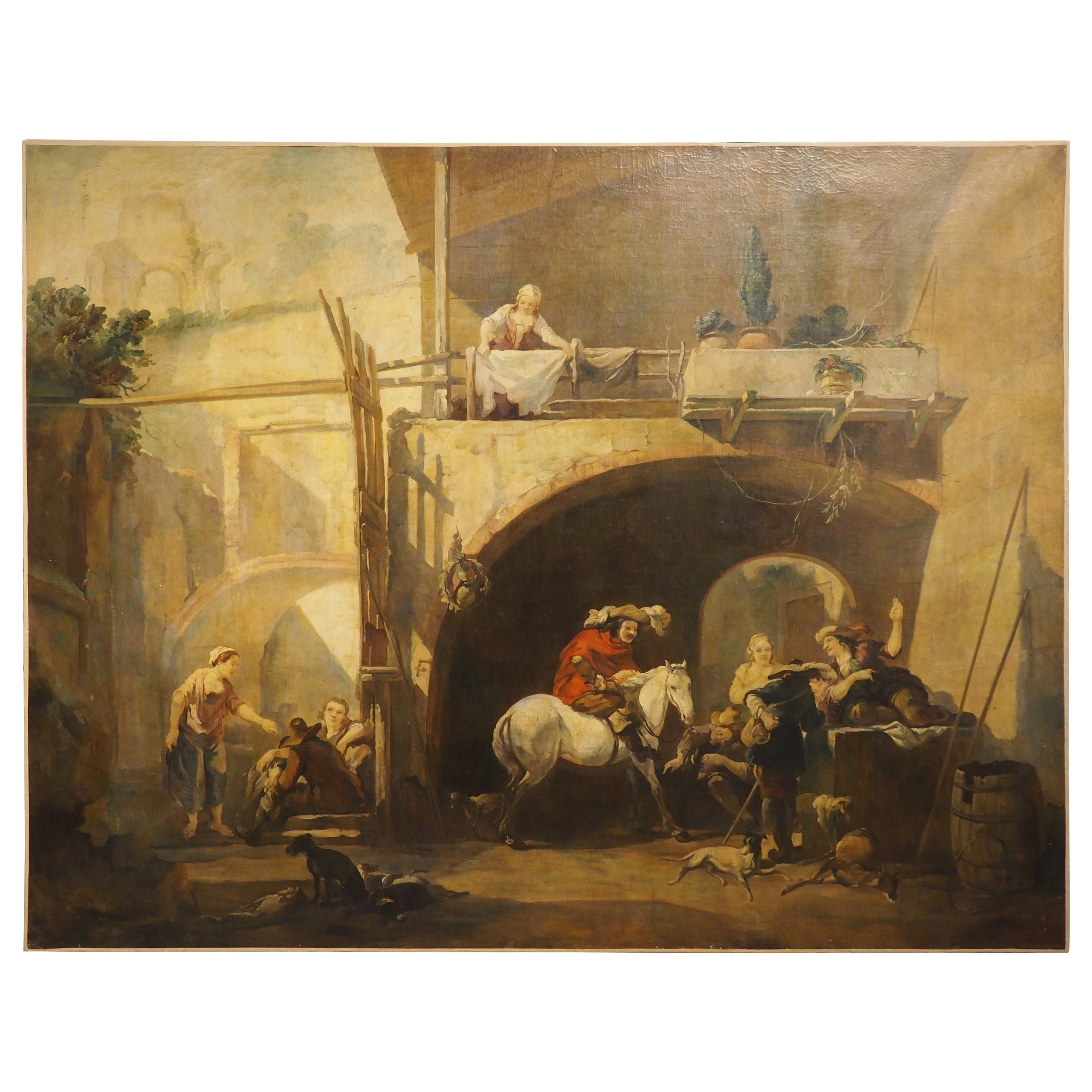 Gran óleo del siglo XIX, El regreso de la caza, según Nicolaes Berchem