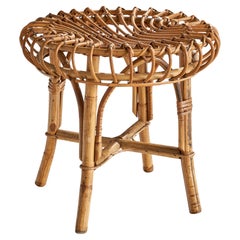 Diseñador italiano, taburete, ratán, bambú, Italia, años 1960