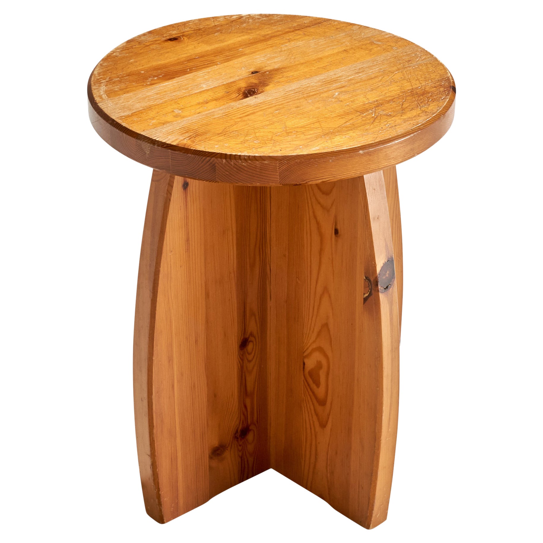 Tabouret de designer suédois, pin, Suède, années 1970