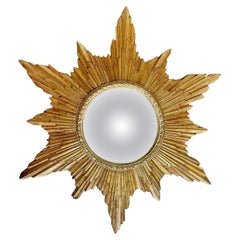 Konvexer Sunburst Vergoldeter Wandspiegel