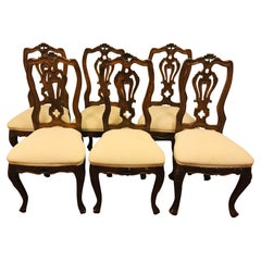 Antique Group of 6 Venetian Chairs handcrafted in the early 1800s from walnut wood