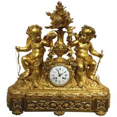 Monumental French Gilt Bronze Clock, circa 1860