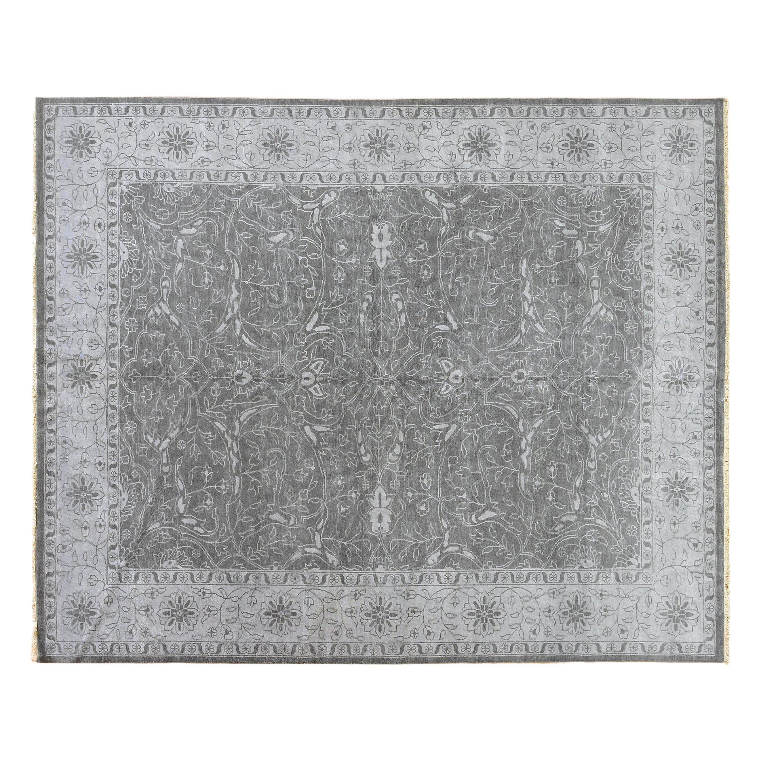 Alfombra de diseño floral gris 10'x14