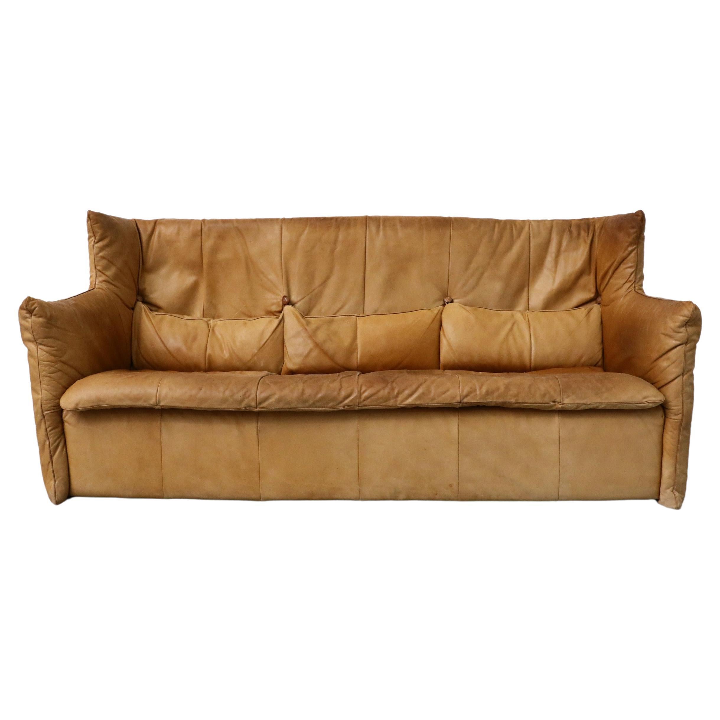 Gerard van den Berg Natural Leather High Back Sofa for Montis