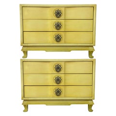 Vintage 1960s Pair of Modern Large Nightstands in Orig Yellow Color Sloanes BH
