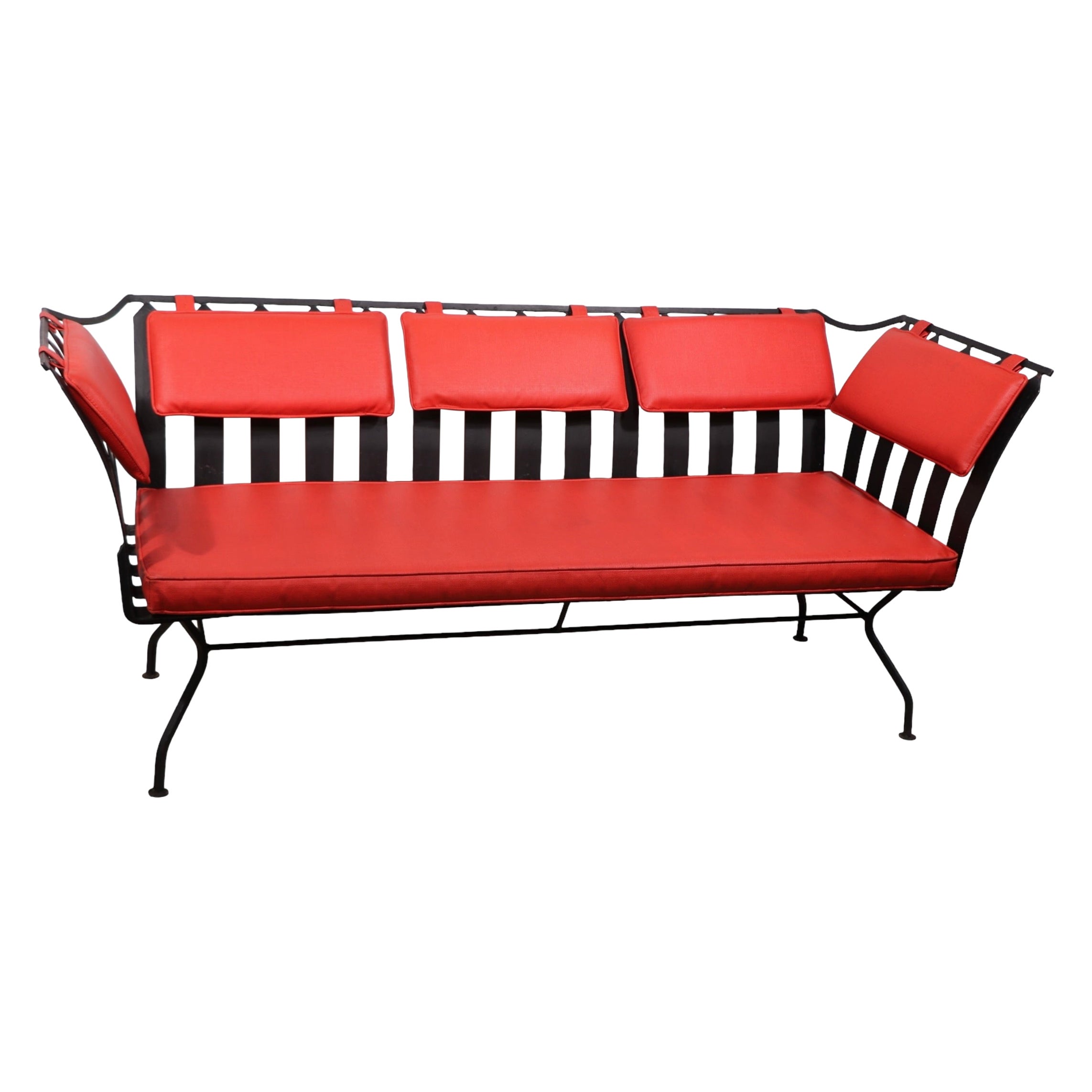 Canapé en fer du milieu du siècle pour patio, jardin et piscine Canapé Loveseat att. à Woodard