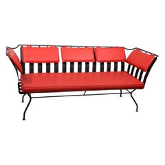 Vintage Mid Century Iron Patio Garden Poolside Gondola Sofa Loveseat att. to Woodard