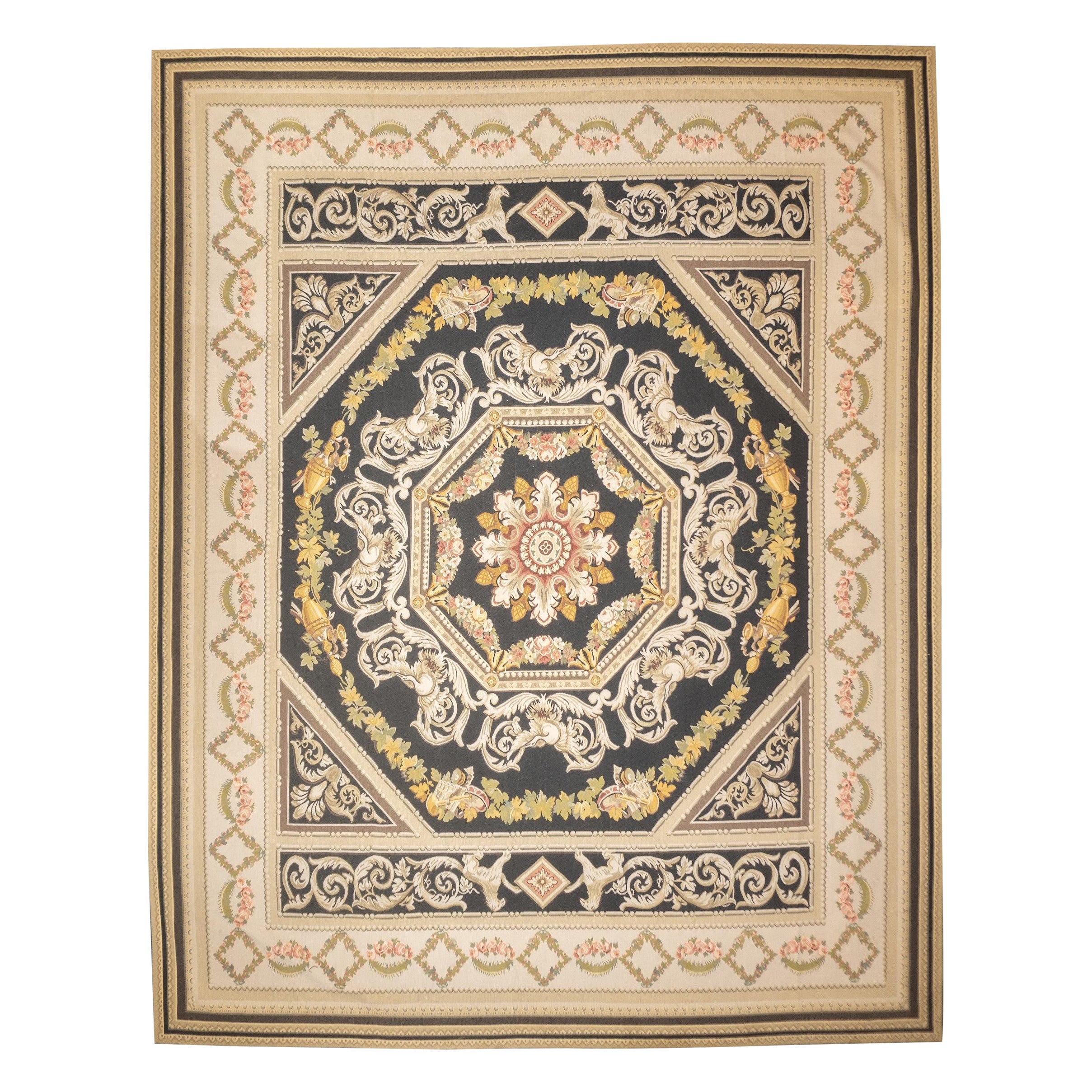 Alfombra de lana de tejido plano Aubusson 12'0" x 15'0"
