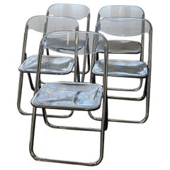 Lucite And Chrome 1970s Folding Chairs Made in Italy