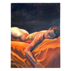 Peinture vintage d'une figure nue sur toile