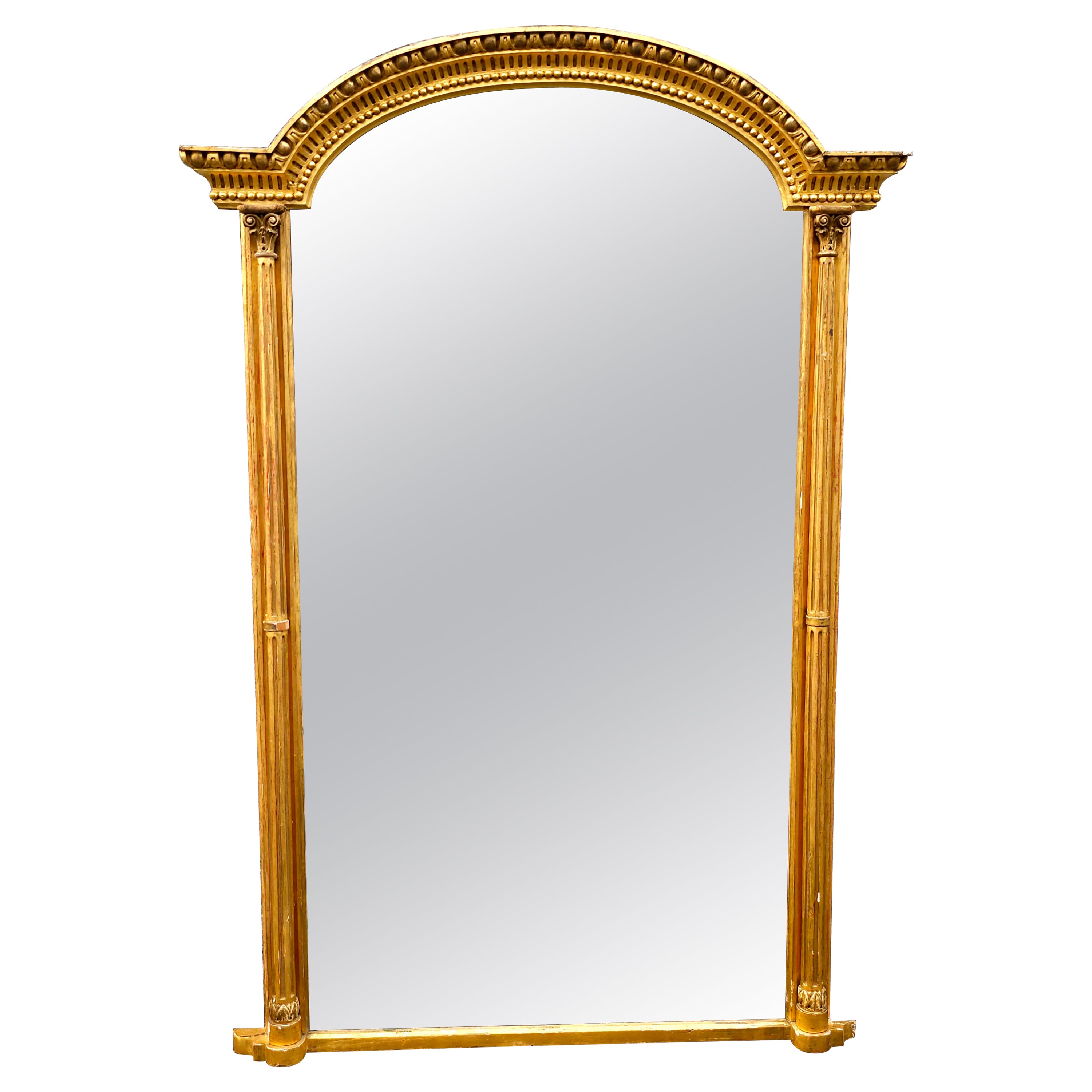 19th Century Giltwood Arched Overmantel Mirror