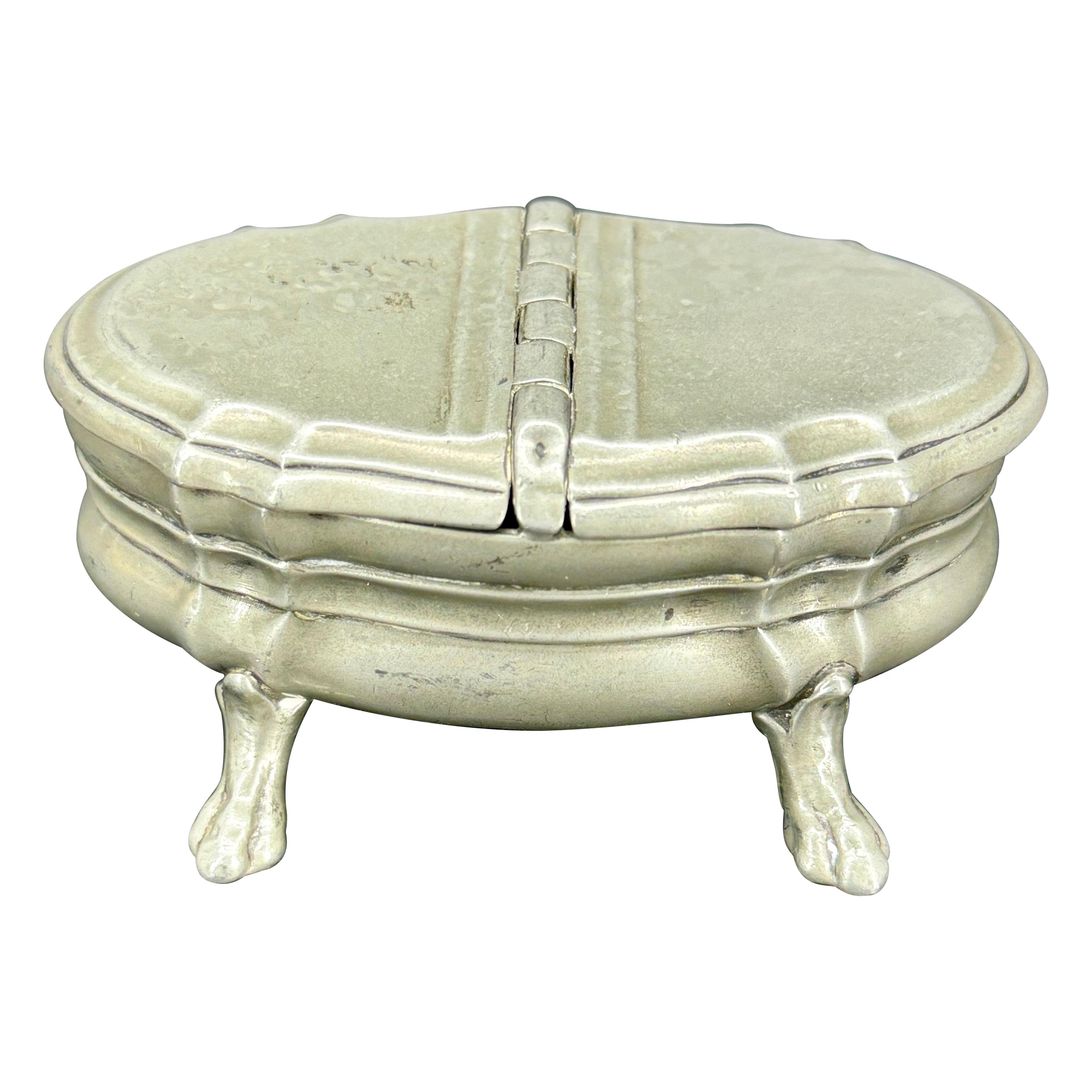 Small German Rococo Double-Lidded Pewter Saltcellar Ashtray