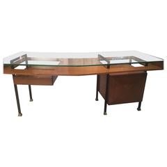 Elegant 1950s Italian Walnut Desk