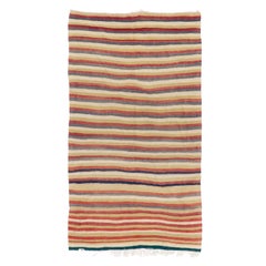 5x8.4 Ft Tappeto Kilim turco vintage tessuto a mano 'a trama piatta' con design a strisce
