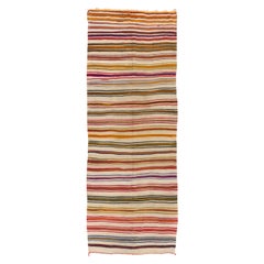 5.3x13.7 ft Handmade Vintage Turkish Kilim, Colorful Flat Weave Rug, 100% Wool