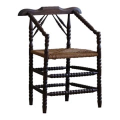 French Provincial Hand Crafted Bobbin Turned Armchair, Mid-20th Century