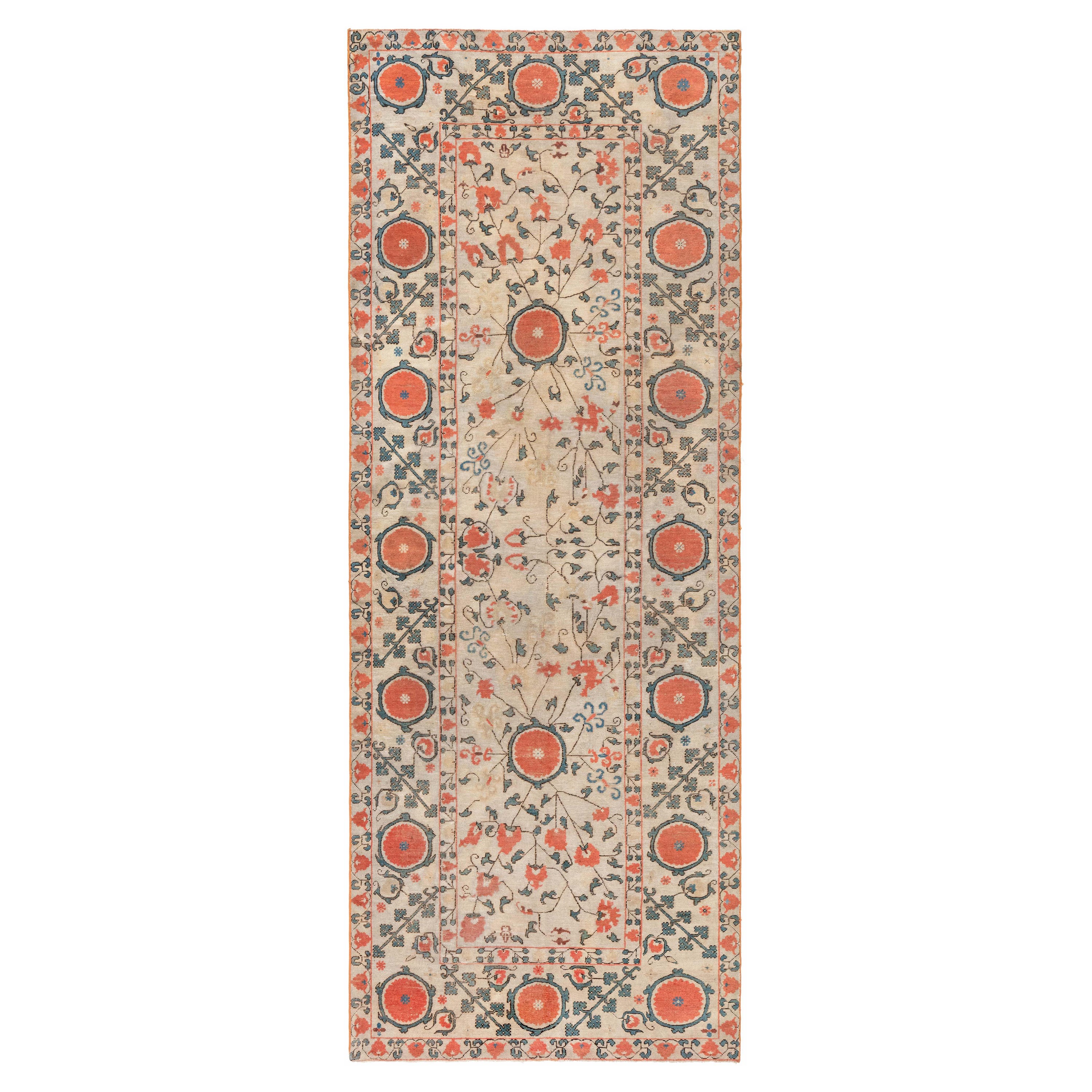 Doris Leslie Blau 19th Century Samarkand Orange Handmade Wool Rug