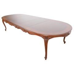 Karges French Provincial Louis XV Burled Walnut Extension Dining Table