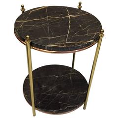 Jacques Adnet French Art Deco Marble, Brass and Copper Table