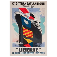 Liberte 1950 Cie Gle Transatlantique French Line Travel Poster, Edouard Collin
