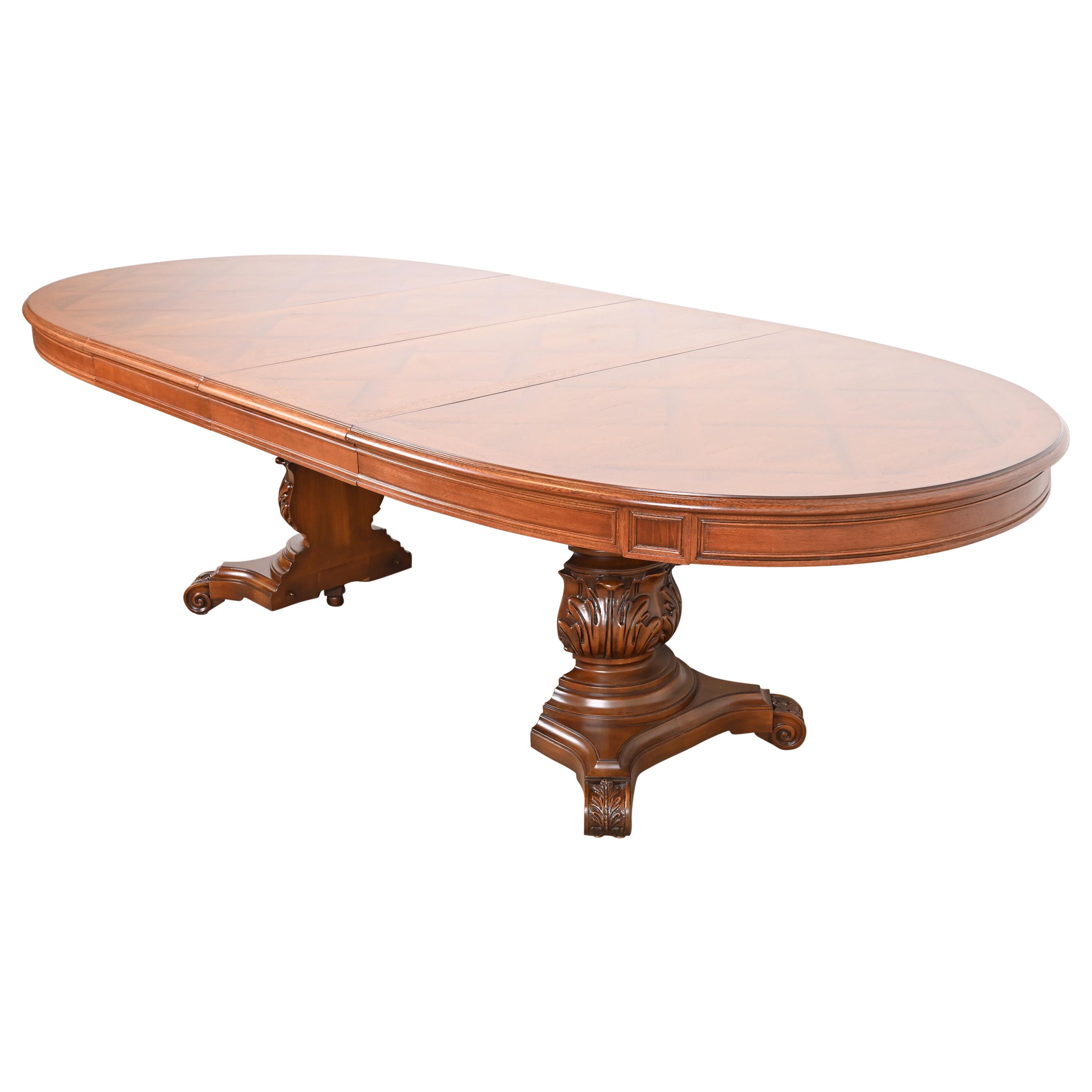 Karges Italian Provincial geschnitzt Nussbaum Pedestal Erweiterung Esstisch