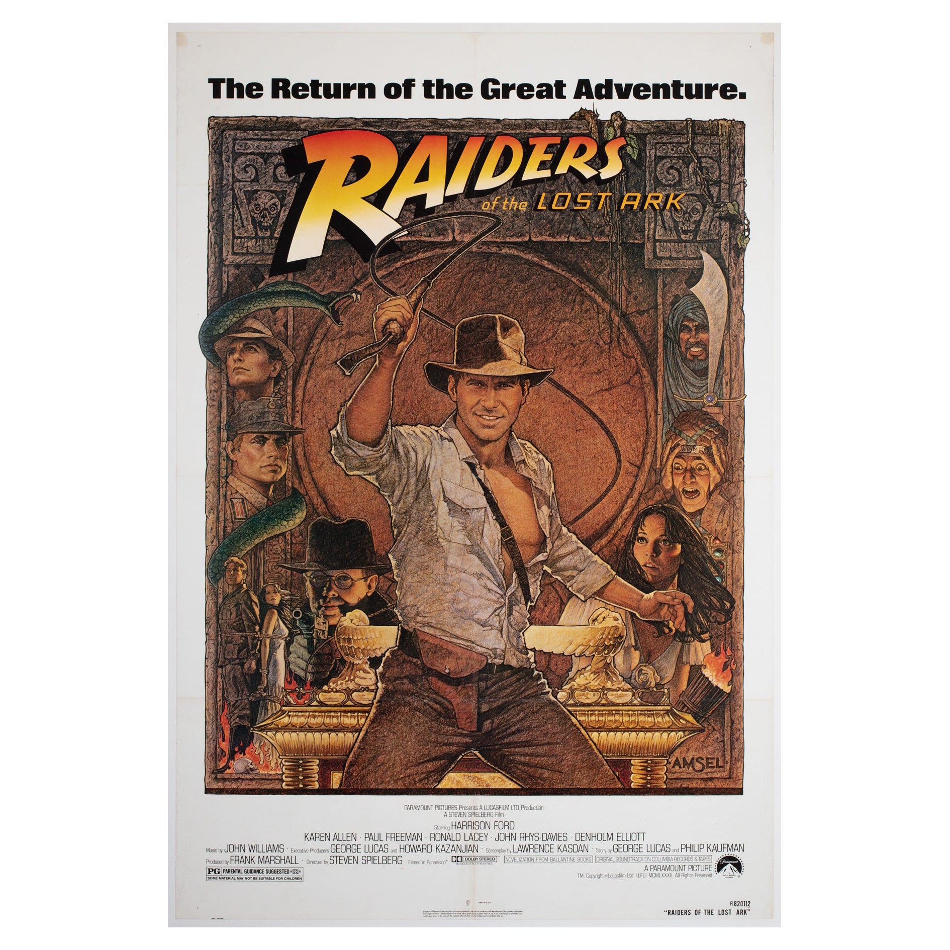 Raiders of the Lost Arc R1982 US 1 Sheet Film Movie Poster, Richard Amsel