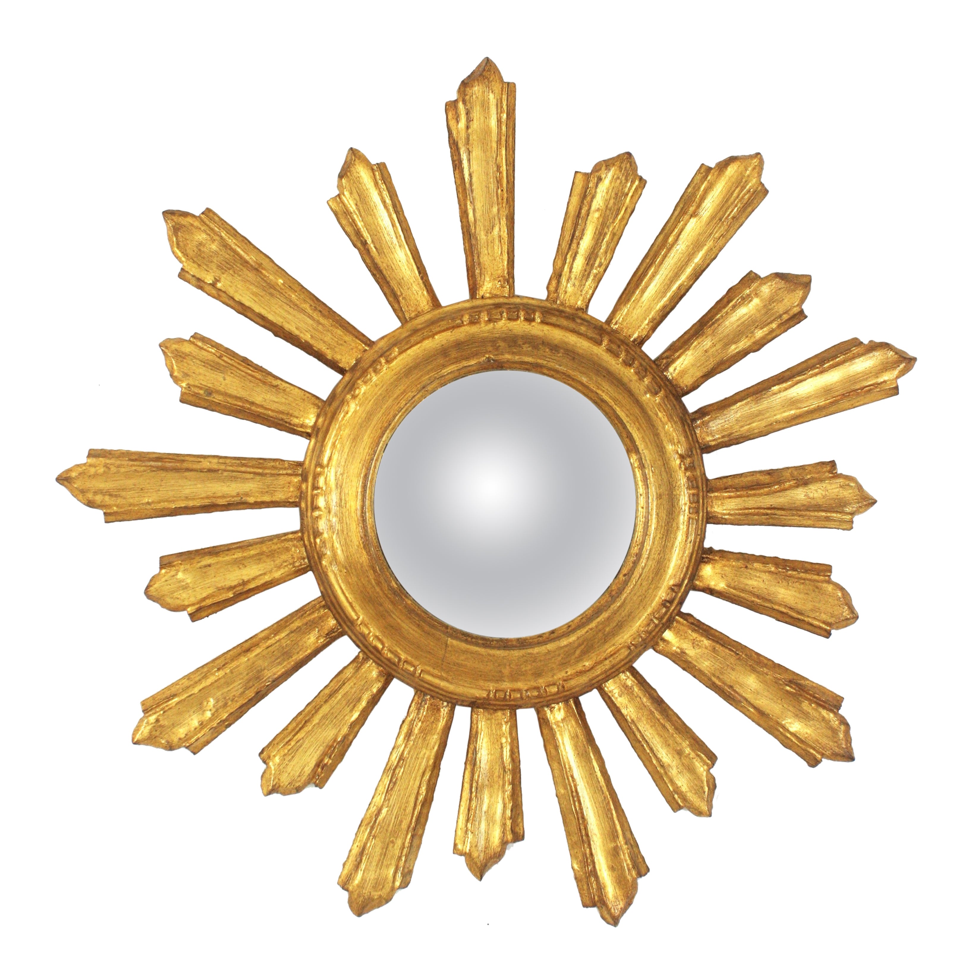Spanischer Sonnenaufgangsspiegel aus geschnitztem Giltwood, 1950er Jahre