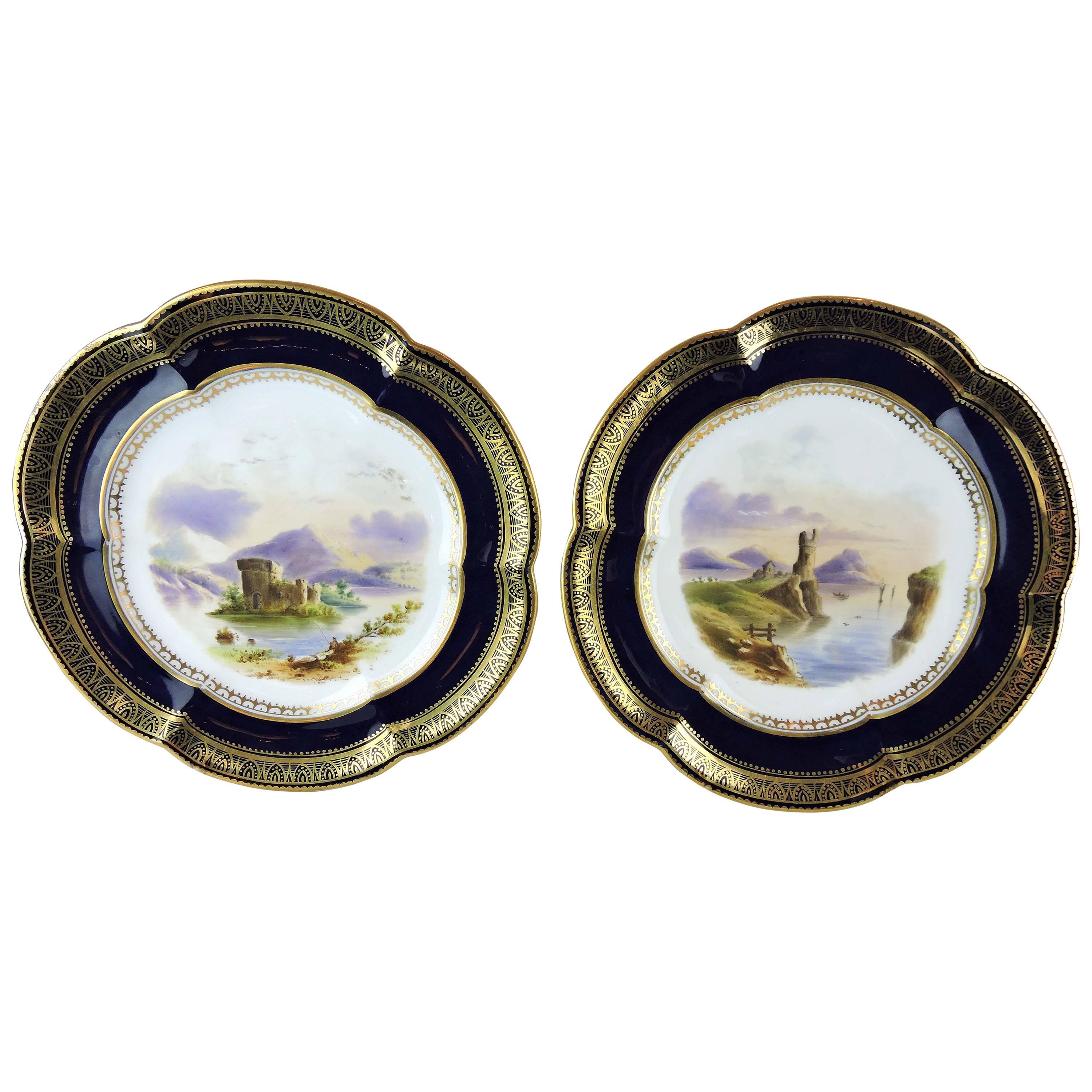 Pair of Early Spode Plates with Pastoral Landscapes by Josiah Spode For Sale
