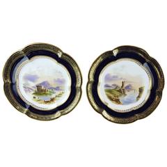 Pair of Early Spode Plates with Pastoral Landscapes by Josiah Spode