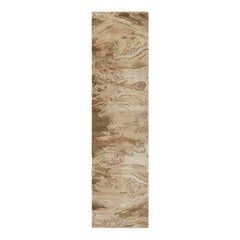 Rug & Kilim’s Chinese Art Deco Style Runner in Beige-Brown Wave Pictorials