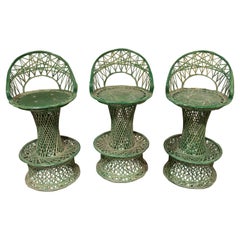 Set de tres taburetes altos de resina verde de los años 70