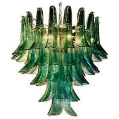 Murano "Saddle" Glass Waterfall Chandelier in Green.