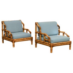 Pair of Vivai Del Sud Armchairs In Rattan, Italy 1970