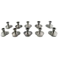 Just Andersen Art Deco Ten Pewter Candlesticks, Number 1015