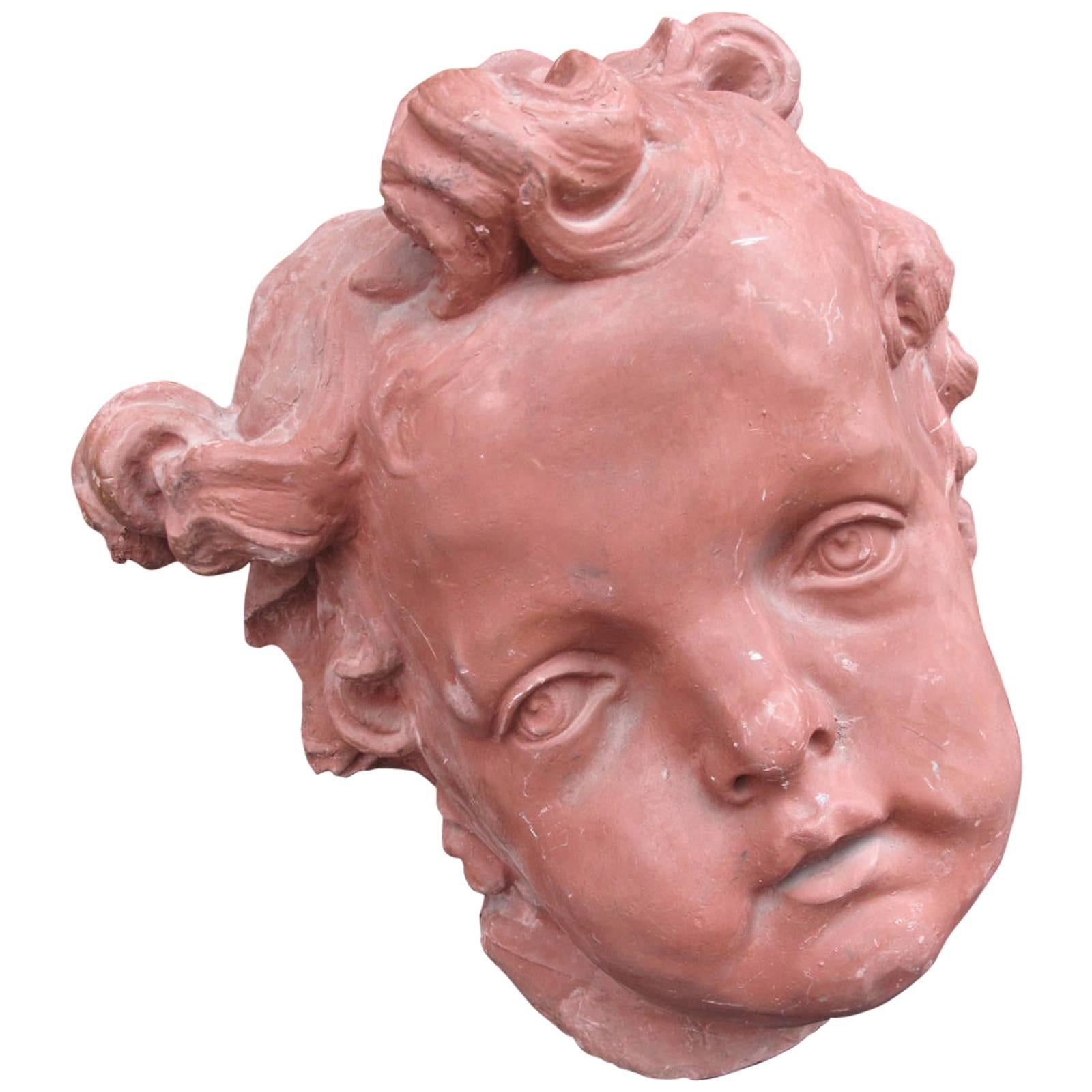 Monumental Terracotta Putti Bust