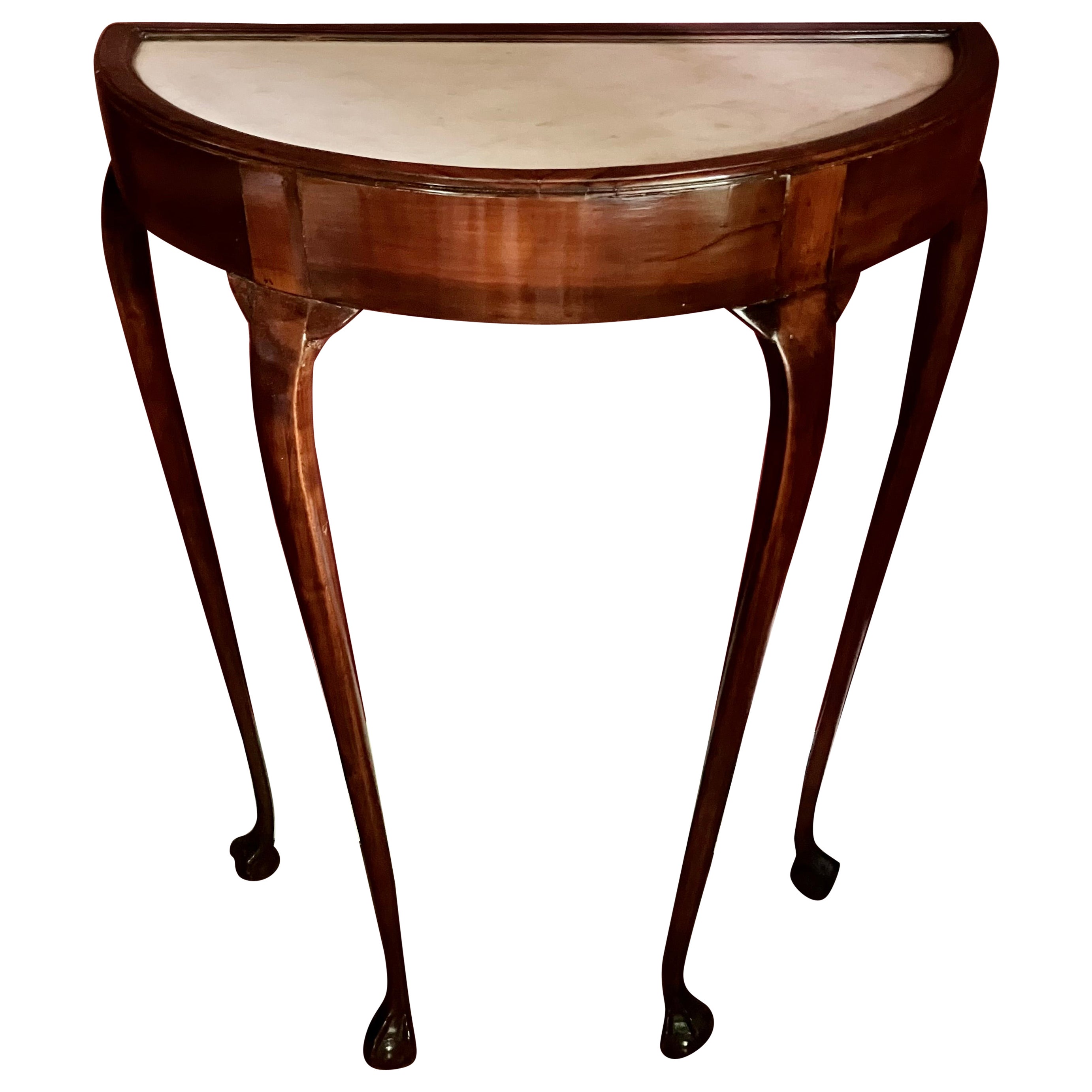 Louis XV-Style Demi-Lune Desk with Carved Legs, Leather Top and Hidden ...