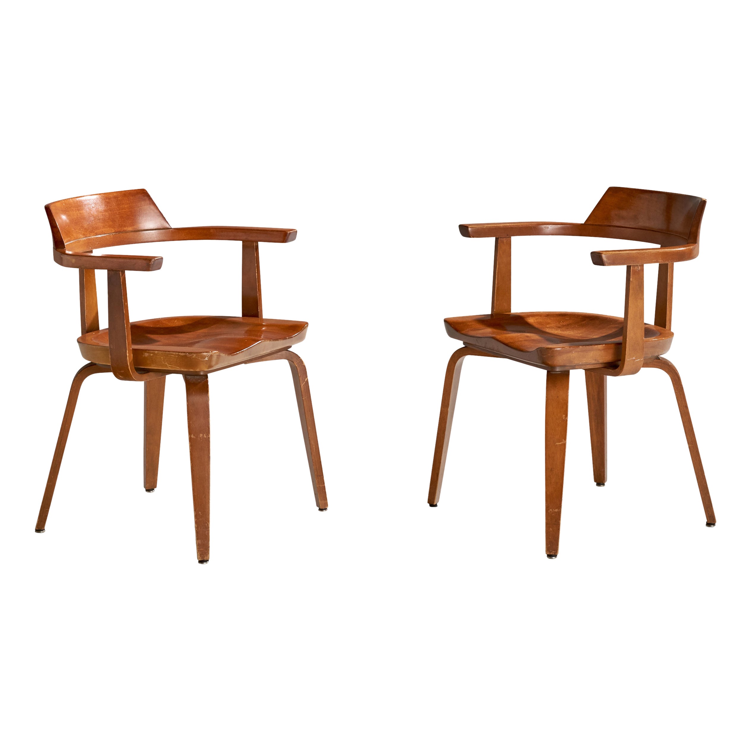 Walter Gropius, Armchairs, Birch, Austria, 1950s