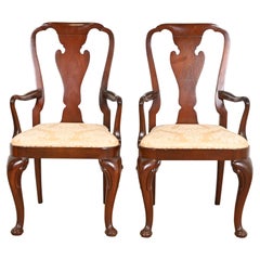 Baker Furniture Historic Charleston Queen Anne Carved Mahogany Dining Armchairs