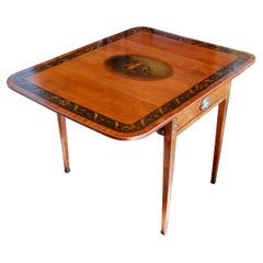 George III Harewood Pembroke Table with Tulipwood and Fine Painted Decoration