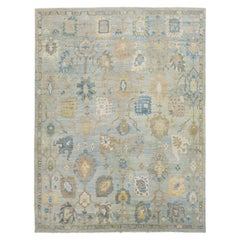 Alfombra moderna de lana Sultanabad Rugs azul con diseño integral de Apadana