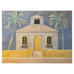 Vieille peinture française à l'huile sur toile signée Jacques Lamy