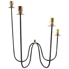 Gunnar Ander, Ystad Metall Four-Armed Metal and Brass Candlestick