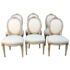 Set of Six Antique Italian Louis XVI Dining Chairs