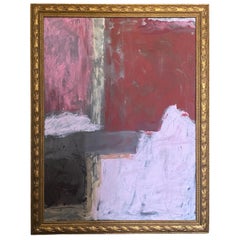 George Machado Large Glam Contemporary Abstract Painting Burgundy, Brown & Grey