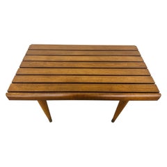 Mid-Century Modern Walnut Slatted Bench