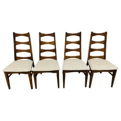 Mid-Century Modern Lane Style Walnut Dining Chairs - Set of 4