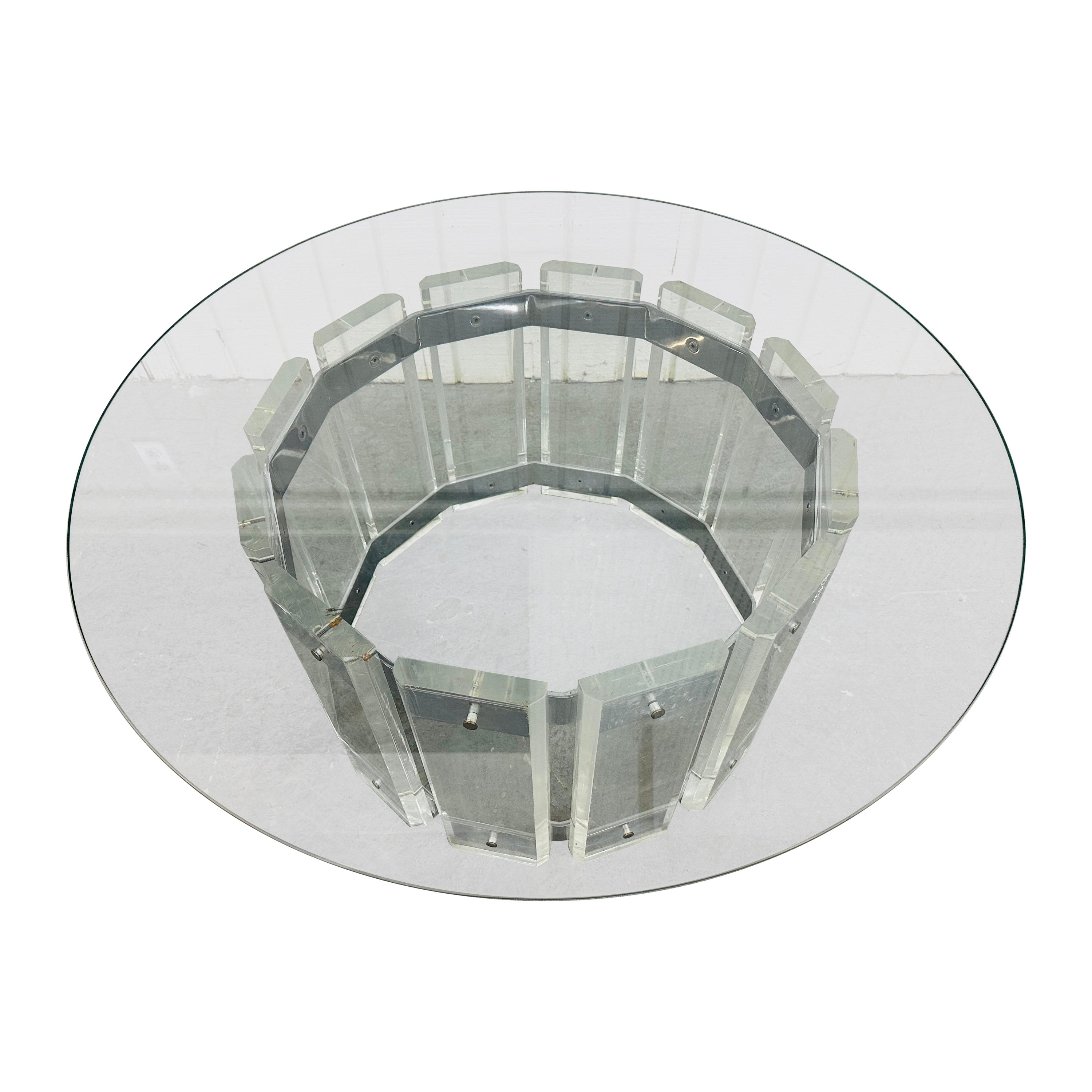 Mesa de centro vintage moderna de cristal Lucite