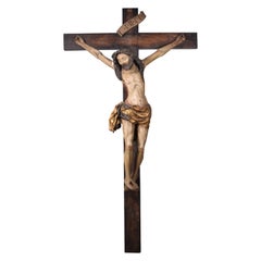 Crucified Christ, Sorrowful Crucifix. Carved and polychrome wood.