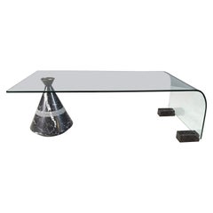 Postmodern black marble and glass coffee table, 1980s