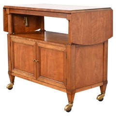 Service à rouleaux ou chariot de bar de style Régence française Louis XVI en merisier Kindel Furniture